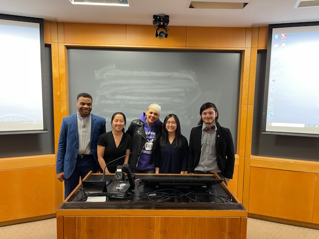 An image of a group of student and sponsor after presenting their project